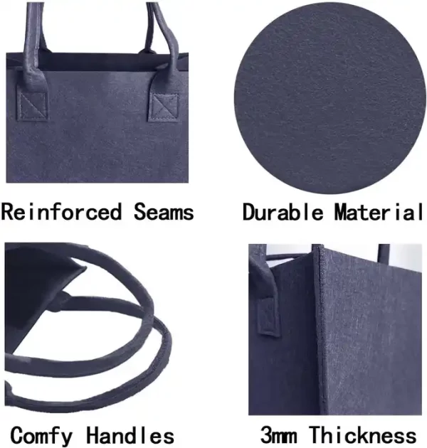 Hot sale felt bag custom felted fabrics tote bag eco friendly shopping bag - Image 8