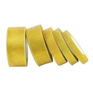 Factory Sale Packing Accessory Various Width Glitter Ribbon Golden Sparkle Glitter Ribbon for Decoration