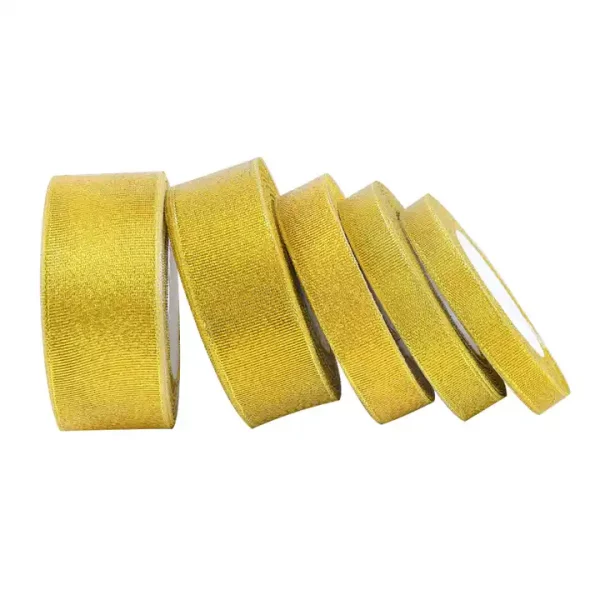 Factory Sale Packing Accessory Various Width Glitter Ribbon Golden Sparkle Glitter Ribbon for Decoration