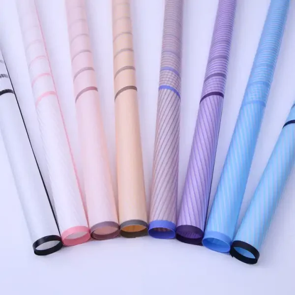 Waterproof 58cm plastic stripes flower florist wrapping film wrapping paper for valentine's fresh flower gift packaging