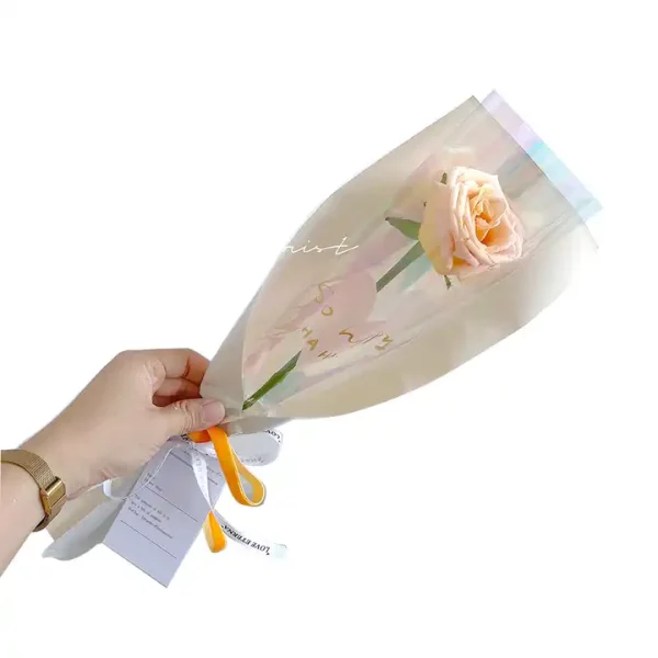 Single rose fresh floral OPP bag Wrapping Paper translucent solid colors waterproof korean flower sleeve