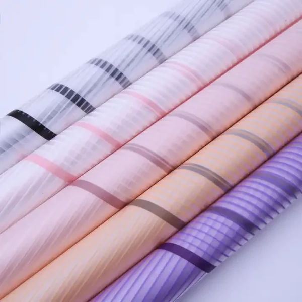 Waterproof 58cm plastic stripes flower florist wrapping film wrapping paper for valentine's fresh flower gift packaging - Image 2