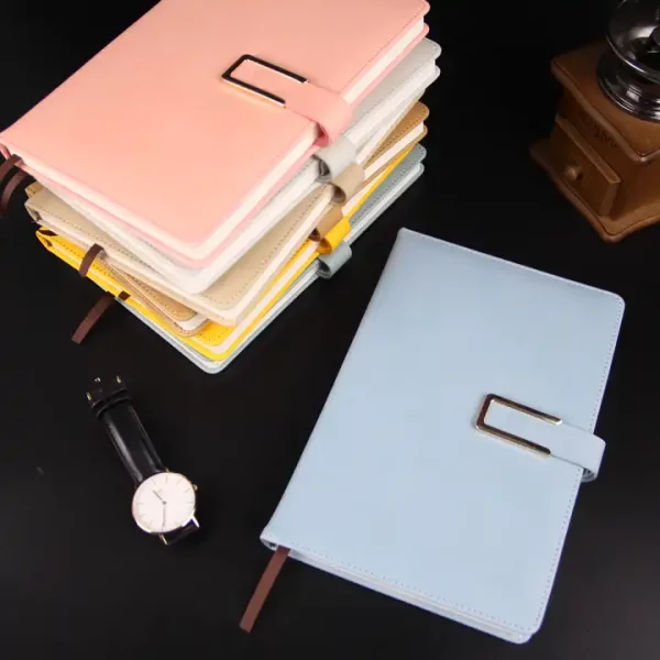 Factory High Quality Hot Sale Custom Leather Cover Notebook Hardcover Buckle Notepad