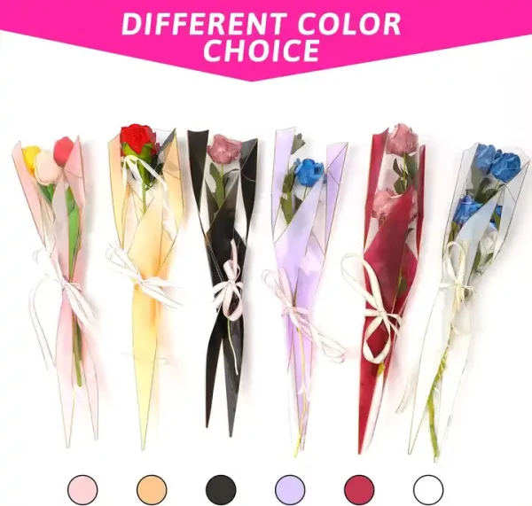 Single Flower Sleeves Wrapping Bags Single Rose Florist Bouquet Packaging Bags for Floral Arrangement Supply Wedding - Image 3