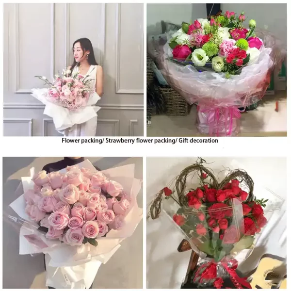 Waterproof Flower Gift Wrapping Paper Clear Cellophane Wrapping Roll Paper - Image 3