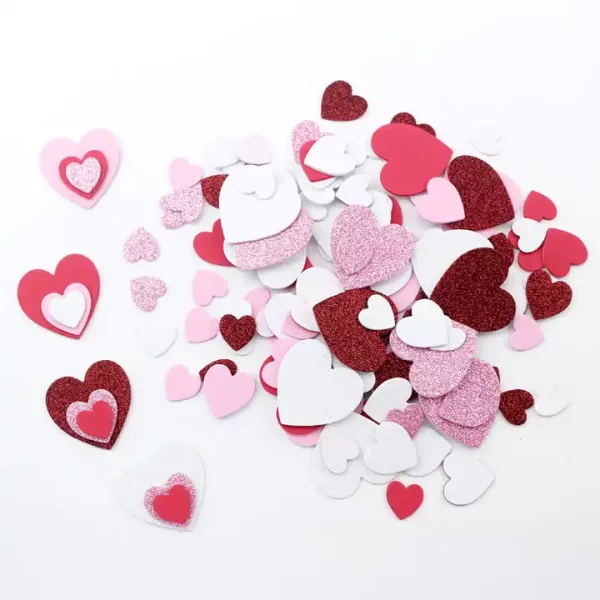 Glitter eva foam Stickers Self Adhesive heart shape EVA sticker