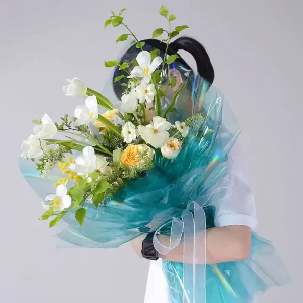 Durable Reflective Polyester Transparent Rainbow Iridescent Film For Flower Packing - Image 4