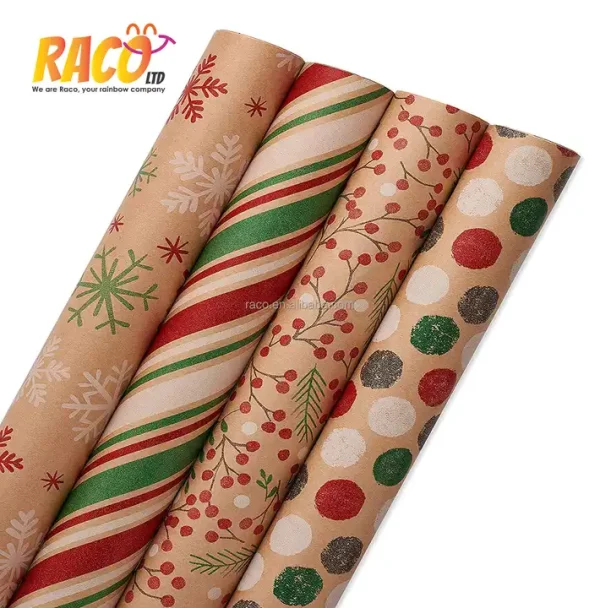 Custom Wholesale Gift Packing Paper Logo Printed Cheap Party 2023 New Festival Wrapping Roll Christmas Packing Paper - Image 3