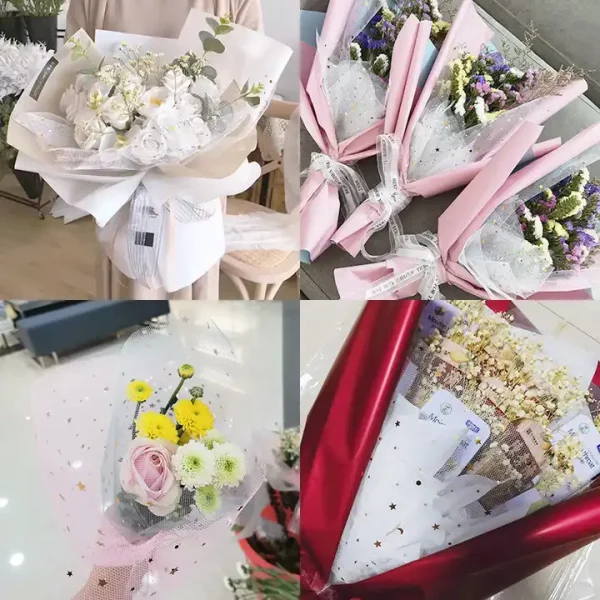 DIY Bronzing Sequins Star Moon Gauze Holding Bouquet Lining Wrapping Paper Mesh Flower Wrapping Paper - Image 4