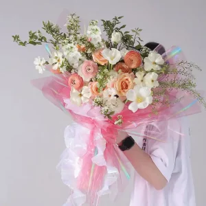 Durable Reflective Polyester Transparent Rainbow Iridescent Film For Flower Packing