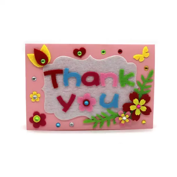 DIY merry christmas thank u greeting cards with felt fabric decoration - Image 2