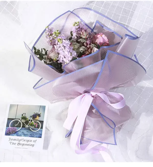Waterproof 58cm plastic stripes flower florist wrapping film wrapping paper for valentine's fresh flower gift packaging - Image 3