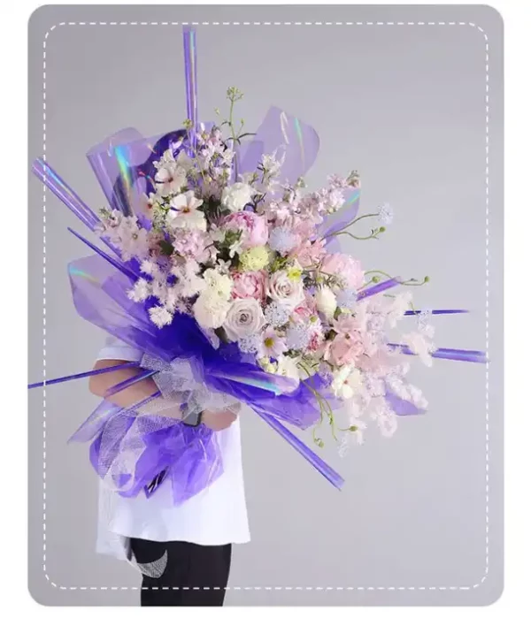Durable Reflective Polyester Transparent Rainbow Iridescent Film For Flower Packing - Image 7