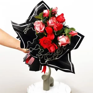 Floral Wrapping Mesh Paper Black Bouquet Packing Paper Supply Wrinkled Wavy Net Yarn Valentine's Day