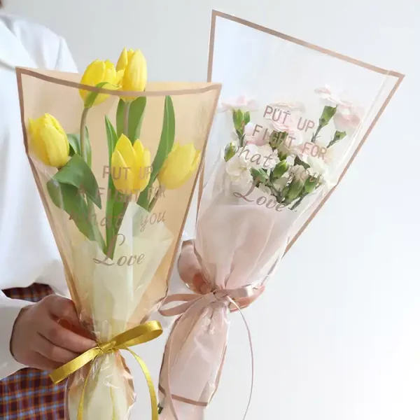 Raco custom plastic flower Bags printed Flower sleeves wholesale BOPP flower sleeve - Image 2