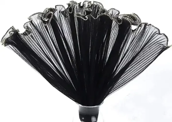 Floral Wrapping Mesh Paper Black Bouquet Packing Paper Supply Wrinkled Wavy Net Yarn Valentine's Day - Image 2