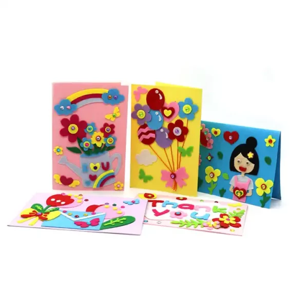 DIY merry christmas thank u greeting cards with felt fabric decoration - Image 3
