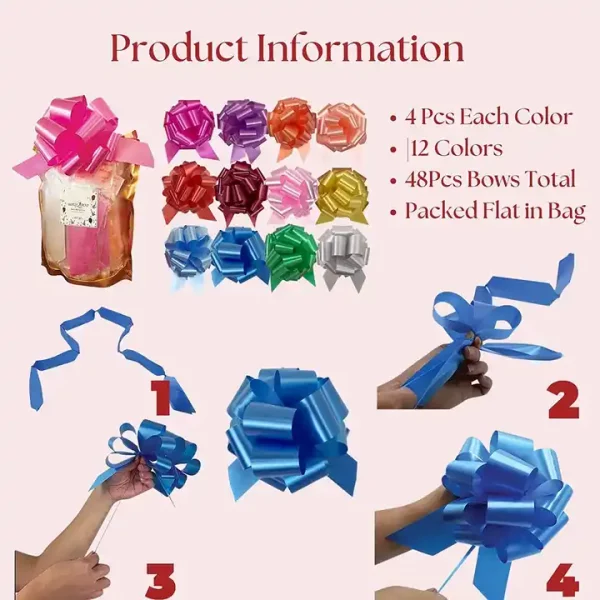 Ribbon Confetti Bow Fancy Flower Bow Fountain Bow Free Sample Vitenam Wholesale Wired Christmas Star Gift Custom Metallic Item - Image 3