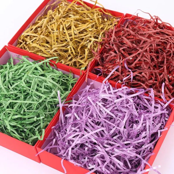 Multicolored Glitter Raffia Paper Shreds Decorative Shiny Strands Shredded for DIY Gift Wrapping Basket Filling Packaging Filler