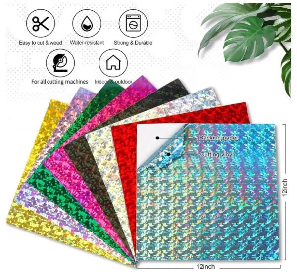 Prime Vinyl Holographic Sparkle Glossy Adhesive Permanent Vinyl Sheet for Crafts and Decal - Image 2