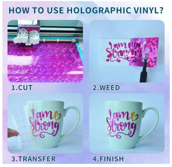 Prime Vinyl Holographic Sparkle Glossy Adhesive Permanent Vinyl Sheet for Crafts and Decal - Image 4